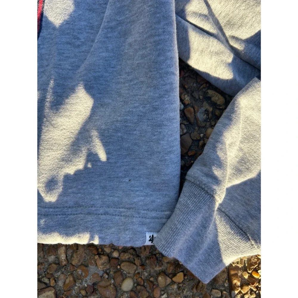 '47 Brand Ole Miss Rebels Hoodie Women XL‎ Grey Good Cropped Striped Sleeve